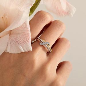 Jeulia Tri-Color Infinity <b>Ring</b> for Women-Sterling Silver with Rhodium Plated Zircon & Pearl - Product Image 5