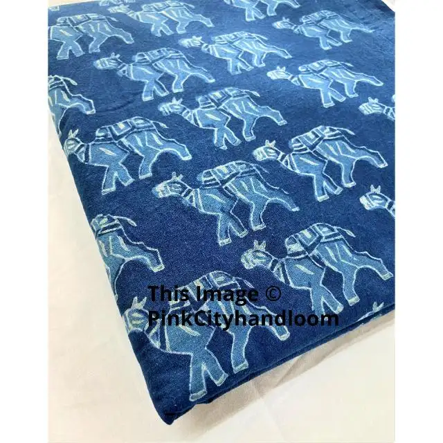 Tela india a medida, telas de algodón Dabu, tela de algodón azul índigo para mujer, vestido Kimono elegante, Material de la mejor calidad