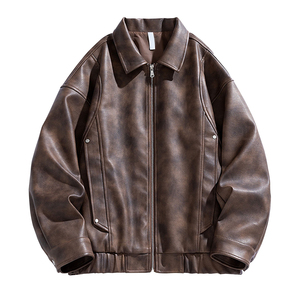 แจ็กเก็ตหนังจระเข้แท้สำหรับผู้ชาย, แจ็กเก็ตหนังจระเข้แท้แบบมีซิปมีแขนเสื้อแจ็คเก็ตหนังแกะ - Product Image 2