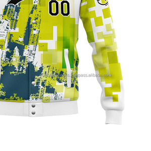 Custom wool <b>varsity</b> <b>jacket</b> with leather sleeves featuring vibrant embroidery and windproof stand collar for teams - Product Image 6