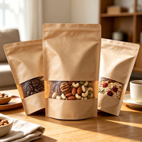 Sachet Doypack en Papier Kraft Personnalisé avec Logo Imprimé, Fermeture Ziplock et Fenêtre, Emballage Alimentaire de Qualité, Vente en Gros