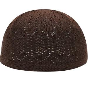 Casquettes rondes extensibles chapeaux de mosquée de prière musulmane Kufi meilleure qualité en gros Topi pour hommes Taqi couvre-chef islamique tricoté Koofi - Product Image 1