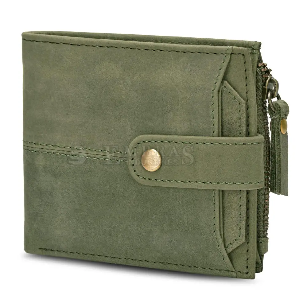Carteira de couro masculina da moda mais recente com bolso flip anexado carteira de couro em estoque