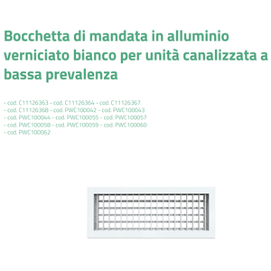 Tecnosystemi Rejilla y Difusor de Salida de Aire de Aluminio Pintado en Blanco para Unidad de Conducto de Baja Altura - Product Image 2