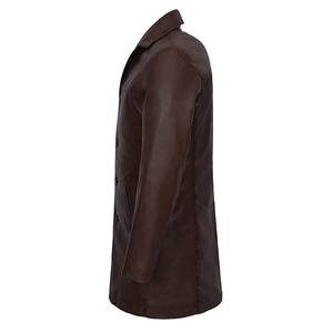 เสื้อโค้ทหนังแกะแท้สำหรับผู้ชาย, เสื้อเทรนช์โค้ทหนังสีน้ำตาลสไตล์ใหม่สำหรับฤดูหนาว - Product Image 5