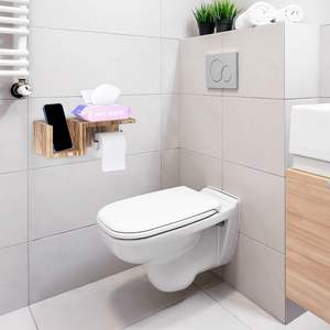 Soporte de papel higiénico Soporte de pared, Soporte de papel higiénico de pared, Soporte de papel higiénico de baño de madera para Baño - Product Image 2
