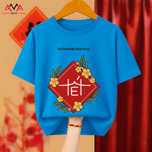 เสื้อยืด FMF รุ่นเรกูลาร์ ผ้าฝ้าย 95% + ผ้าสแปนเด็กซ์ 5% พิมพ์ลายด้านหน้า (ลายกราฟิก) เสื้อผ้าลำลองสไตล์เวียดนาม ชุดชายหาด สีฟ้า - Product Image 1