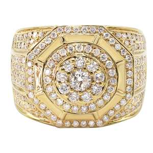 Anillo Unisex de Lujo en Oro Amarillo de 10K, 14K y 18K, Estilo Hip Hop Clásico, con Diamantes Cultivados en Laboratorio VVS, Diseño Redondo con Letras del Alfabeto, Joyería de Fantasía, Regalo para - Product Image 1