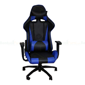 Silla Gaming GC06 Azul y Negra con Reposabrazos 4D, Base Giratoria, Función de Masaje, Material de Cuero PU, Altura Ajustable y Extensible, Malla Transpirable - Product Image 2