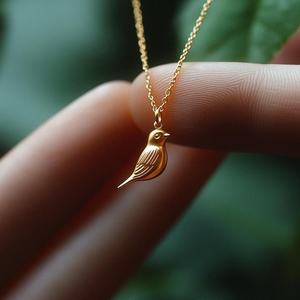 Chất lượng cao 925 Sterling bạc tối giản chim mặt dây chuyền mạ vàng <span class=keywords><strong>Robin</strong></span> Vòng cổ hoàn hảo đồ trang sức mỹ lưu niệm cho các bên - Product Image 3