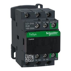 Contattore SCHNEIDER ELECTRIC LC1D18KUE TeSys D 3P, <= 440 V-18 A AC-3, Bobina 100...250 V AC/DC - Product Image 1