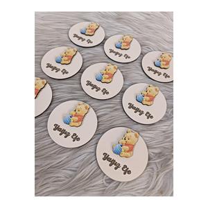Magnete regalo di compleanno neonato in legno con figura Winnie the pooh (10 pezzi)