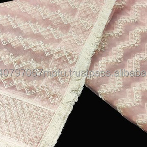 Bufanda de seda Rosa hecha a mano India Organza Ara Tari hilo de algodón Dupatta con estilo de fiesta colorido para ropa de playa étnica - Product Image 1