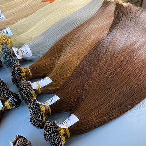 Precio al por mayor Keratin Bond I U V Flat Tip Extensiones de cabello humano 100 gramos/paquete Varios colores Genius Weft - Product Image 6