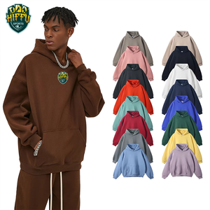 Unisex 100% algodón 380g pesado antiarrugas Color puro con capucha Terry sudadera con hombro suelto para parejas hombres - Product Image 5