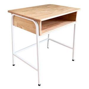 Single Natural Wood <b>Study</b> <b>Desk</b> with Drawers Iron Legs School Furniture-PSD031 - Product Image 1