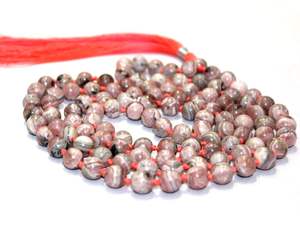 Comprar hecho a mano artista indio bohemio 6 mm Rosa Rodocrosita 108 anudado Mala cuentas de oración 108 collar de cuentas para regalos fiestas - Product Image 6