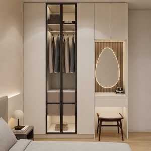 Benutzer definierte offene Holz garderobe mit Schreibtisch Moderne Schlafzimmer schränke Großer Lagers chrank für Wohn möbel Schlafzimmer kleidung - Product Image 6