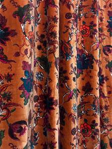Earthy Elegance Deep Rust Floral Patterned Velvet Window Treatments High quality cotton velvet for your Home decor - Product Image 3