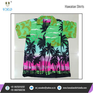 Camisas hawaianas estampadas de palmera para hombre, ropa de fiesta de manga corta, artículos de playa, precio más bajo, de la India - Product Image 2