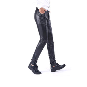 Pantalon d'hiver en cuir non tissé pour homme de haute qualité, design supérieur, respirant, anti-plis, taille mi-haute, coupe droite, teint uni - Product Image 2