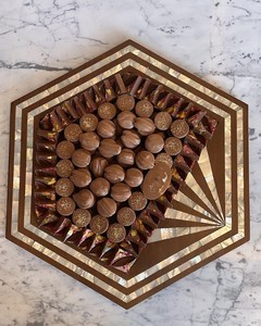 Handcrafted Hexagon Wood MOP Chocolate Tray Handmade Capiz Inlay Wooden Serving Tray for Chocolate Perfect Gift for Ramadan - Product Image 2