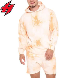 ชุดวอร์มกีฬาผู้ชายแบบมีโลโก้สั่งทำ ชุด 2 ชิ้น เสื้อฮู้ดผ้าฟลีซและกางเกงขาสั้น ชุดวอร์มแบบมีฮู้ด เสื้อพูลโอเวอร์ กางเกงขาสั้นจ็อกเกอร์ - Product Image 2