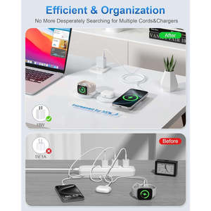 Stazione di ricarica Wireless magnetica pieghevole 3-in-1 per dispositivi Apple adattatori da viaggio multipli - Product Image 4