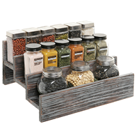 Organisateur de support de pot de stockage d'épices en bois à trois niveaux pour comptoir cuisine sel assaisonnement support de stockage meilleur prix