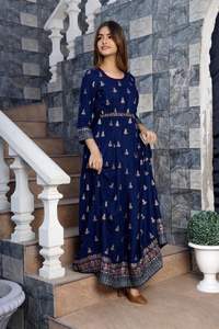 New Printed Kurti with Full Flair Gown Style Rayon Kurtis <b>for</b> <b>Ladies</b> Party Wear and Casual Wear Maxi Dress - Product Image 2