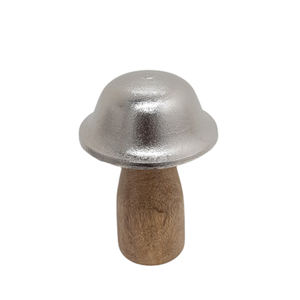 Lot de 3 champignons en aluminium et bois couleur or et noir Sculpture fantaisie de taille moyenne pour jardin et décoration intérieure - Product Image 6