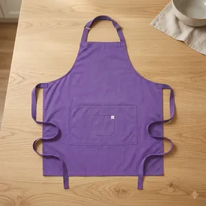 Delantal Morado con Bolsillo Frontal, 100% Lona de Algodón, Ecológico, Lavable a Máquina, para Cocinar, Uso Diario, Estilo Simple - Product Image 1