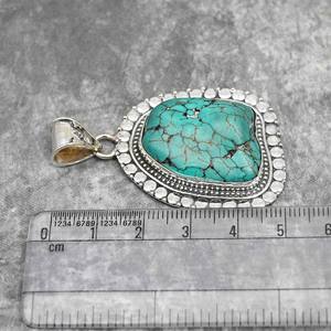 Turquesa Tumble colgante 925 plata esterlina hecha a mano joyería de piedras preciosas turquesa Natural regalo para su collar de mujer - Product Image 5