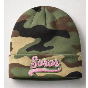 Bonnet en tricot camouflage pour sororité grecque, rose et vert, pour femmes, vêtements décontractés élégants pour l'hiver - Product Image 3