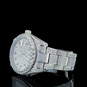 Montre sport pour homme en diamant VVS, verre arabe, plaqué or blanc, acier inoxydable, mouvement ETA, quartz tendance, pièce de monnaie, affaires - Product Image 2