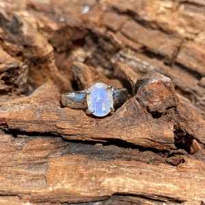 Handmade Rainbow Moonstone Ring 925 Sterling Silver Crystal June Birthstone Unique Statement Jewelry <b>Gift</b> For Women Men - Product Image 1