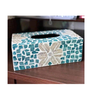 Porte-serviettes en papier élégant en nacre avec un design en coquille marine, boîte à mouchoirs en résine et serpillière pour la décoration de la maison en provenance du Vietnam - Product Image 2