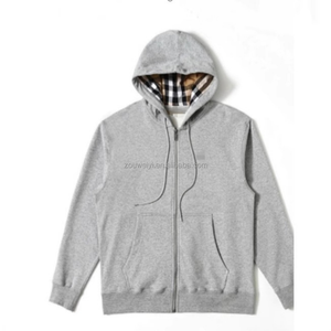 Sudadera con Capucha Informal con Cierre y Forro a Cuadros Vintage, Transpirable, de Algodón, con Logotipo Frontal, Unisex - Product Image 1