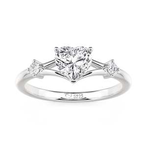 Jeulia Classic Heart Cut Split Shank Diamond Engagement <b>Ring</b> - Product Image 3