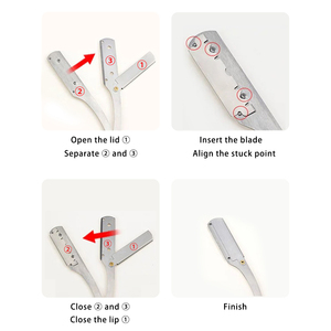 Haute qualité en acier inoxydable barbier rasage rasoir droit pour homme pliant barbe Cutter lames remplaçables couteau de rasage - Product Image 4