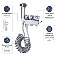 Kit de pulvérisation pour bidet à motif Panda, mural, avec douchette shattaf et robinet de bidet portable pour toilettes, pour l'hygiène de la salle de bain