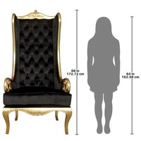 Chaises à dossier en velours noir avec détails dorés Meubles en bois massif Nouveau design classique et français