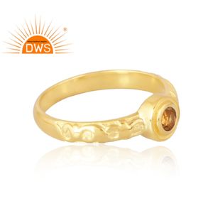 Joyería Personalizada, Anillo de Plata de Ley 925 con Baño de Oro de 18K y Piedra Preciosa de Citrino Natural, Fabricante de Joyería Fina - Product Image 4