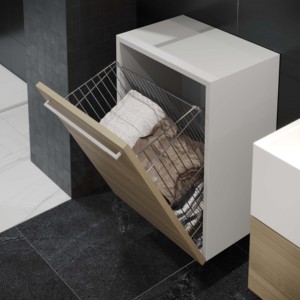 Modulo Emuca 450mm acciaio cromato sistema di porta incernierata cesto della biancheria - Product Image 2