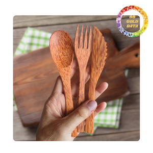 Juego de vajilla de coco de madera de Vietnam | Artículo bonito para regalo | Ecológico y fácil de limpiar - Product Image 2