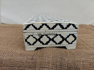 Exquisita caja de incrustaciones de hueso y fregona hecha a mano para almacenamiento de lujo elegante organizador de joyas para casas de diseño Tradebyd - Product Image 4