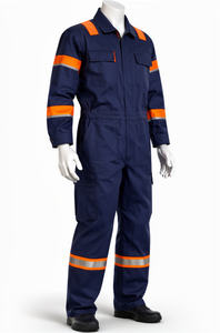 Combinaison pour hommes à manches courtes, en tissu mélangé, avec fermeture éclair et poches - Product Image 5