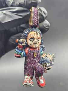 Custom 925 Silver Horror Doll Cartoon Character Pendant Multi Color Moissanite Gemstone Hip Hop Fine Jewelry Pendants & <b>Charms</b> - Product Image 2
