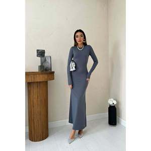 Robe longue moulante grise - Gris - Product Image 2