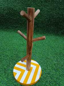 Eco-Friendly Luxury Home Kitchen Bamboo <b>Folding</b> Mug Rack Organizer with 6 Hooks <b>Coffee</b> Cup Holder Stand Customizable - Product Image 5